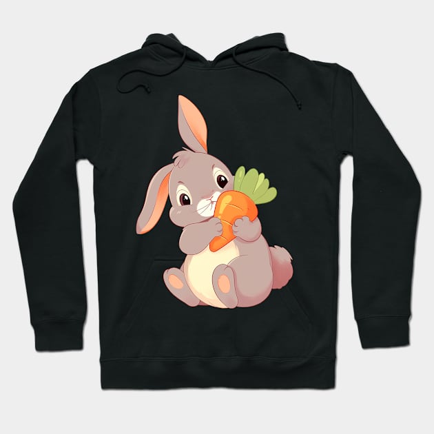 Cute bunny with carrot Hoodie by Chromatic Currents